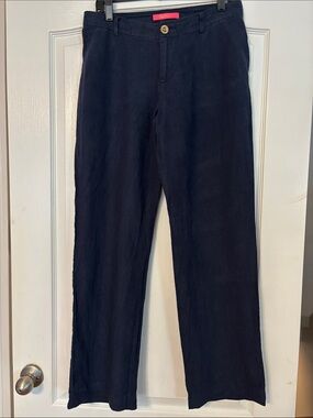 Lilly Pulitzer Women’s Navy Flare Linen Pant